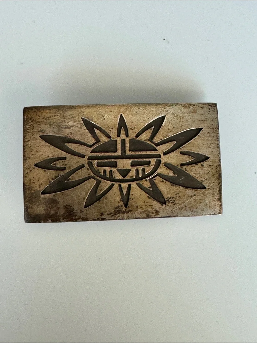 Zuni Sun God Belt Buckle- with Artist Stamp